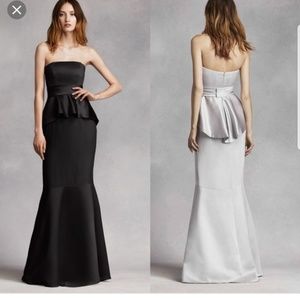 Vera wang white label strapless peplum gown BLACK